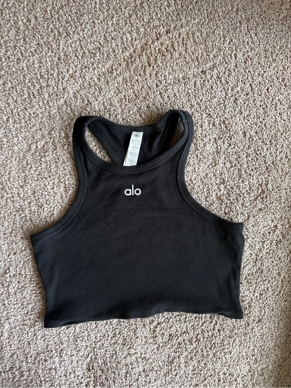 Alo Black Ribbed Racerback Crop Tank - Picture 6 of 12